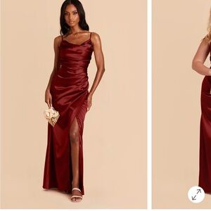Birdy Grey Cabernet Lydia Shiny Satin Maxi Dress